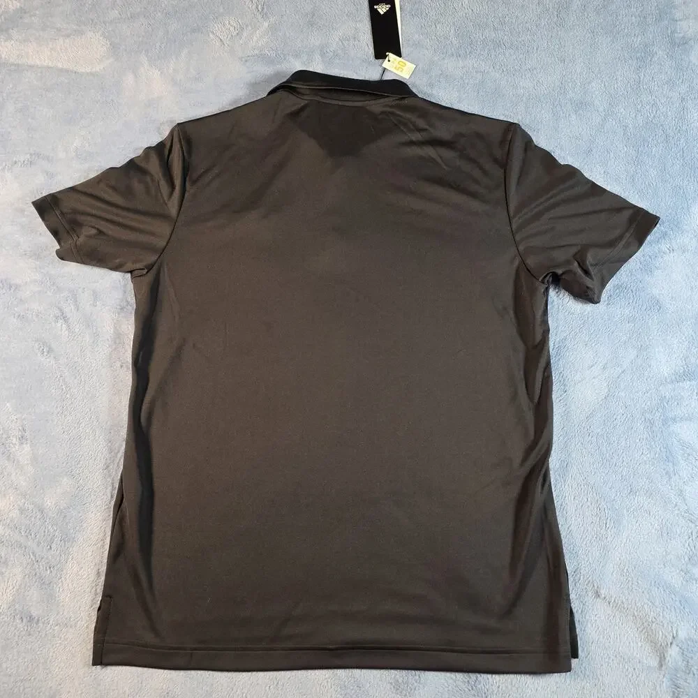 Adidas Men’s Medium Black Performance Polo Lean Body Logo NWT UPF 50 Golf